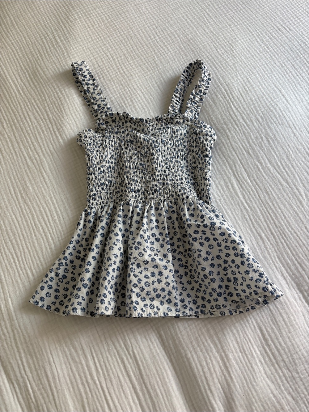 Gap Smocked Floral Sundress Top in White and Navy - Size S